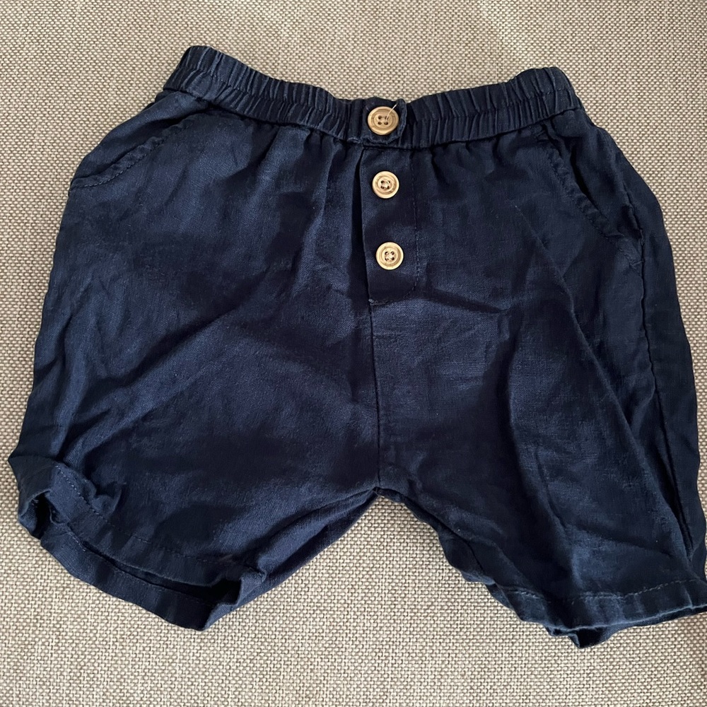 Zara kids line. Blwnd shorts navy 9-12 months